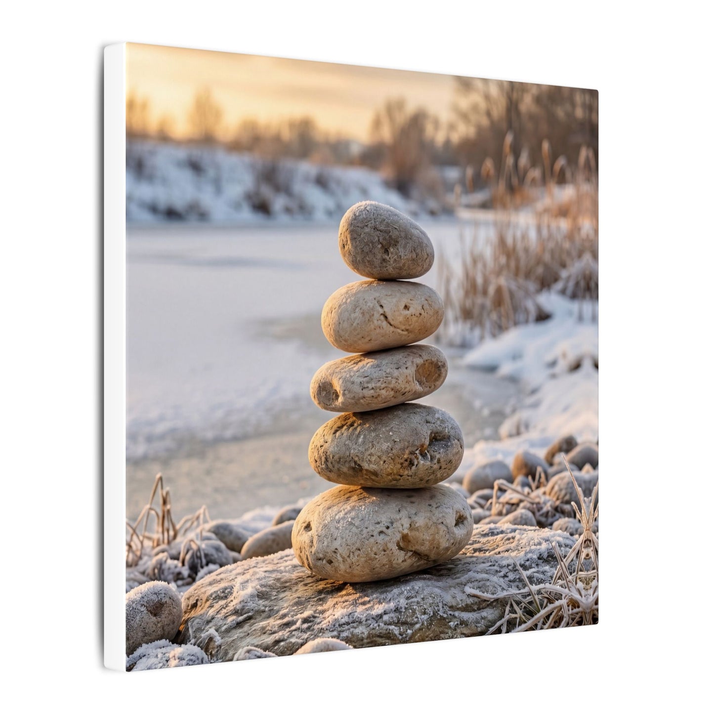 Ma River Stones Canvas Art - Japandi Japanese Pattern