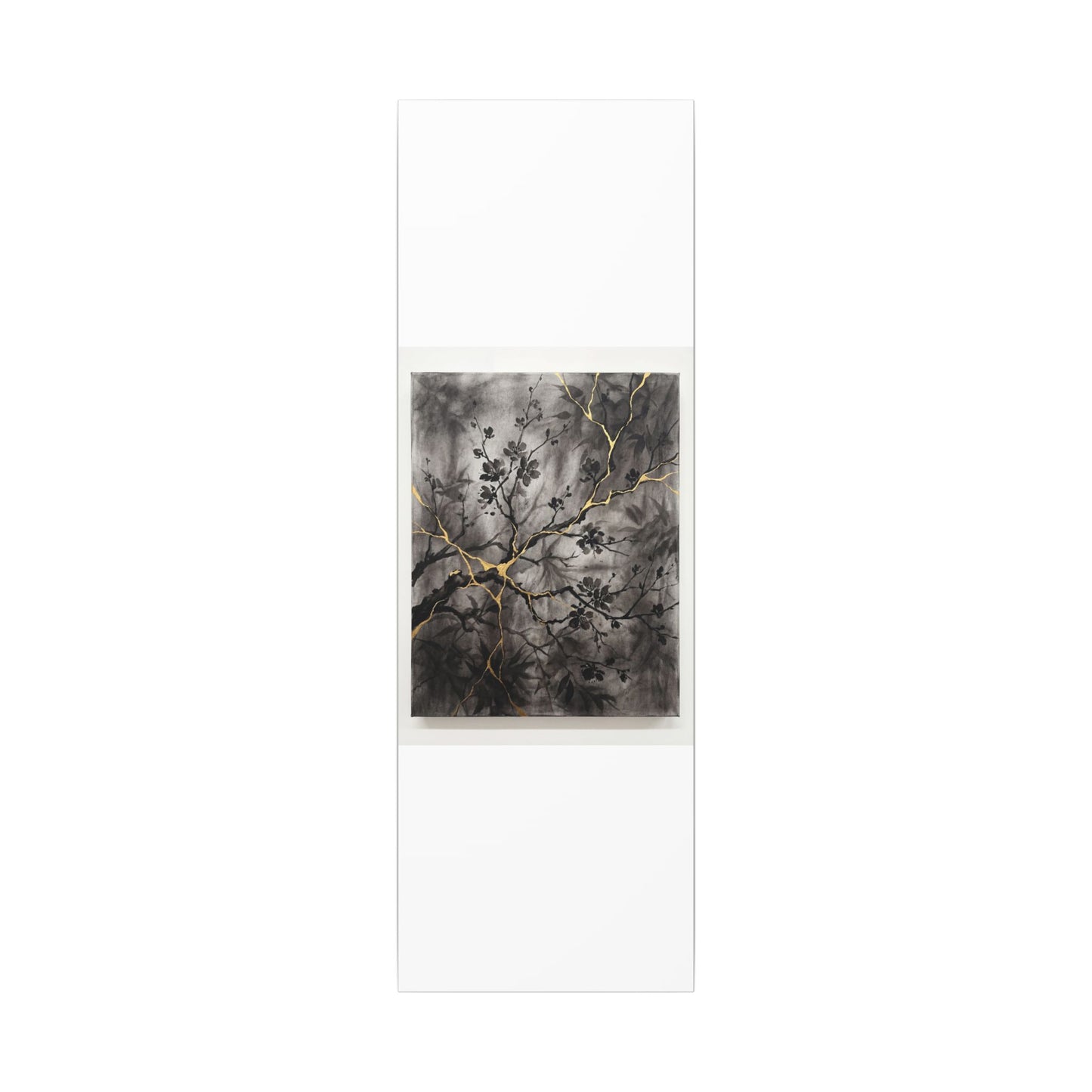 Kanso Cherry Blossom Canvas Art - Kintsugi Crackle Gold