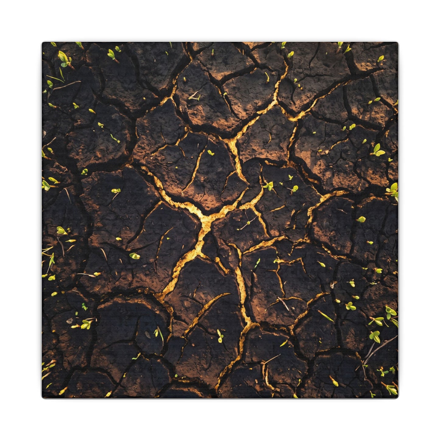 Cracked Earth Moody Minimal Canvas Art | Sophisticated Dark Japandi Art