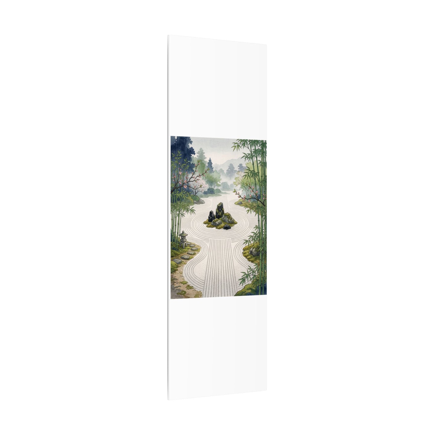 Rock Garden Ukiyo E Inspired Canvas Art | Contemplative Zen Art