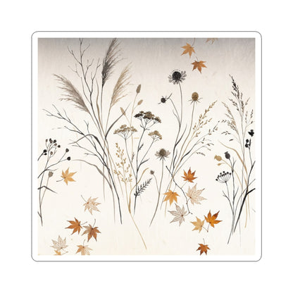 Autumn Dried Flowers Japanese Pattern Sticker | Elegant Decor Art Print