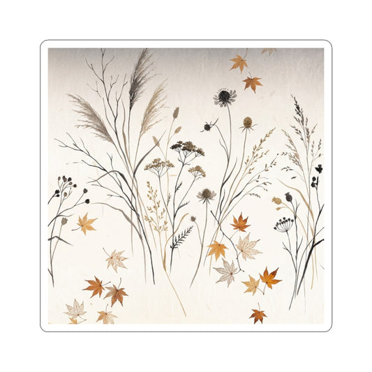Autumn Dried Flowers Japanese Pattern Sticker | Elegant Decor Art Print