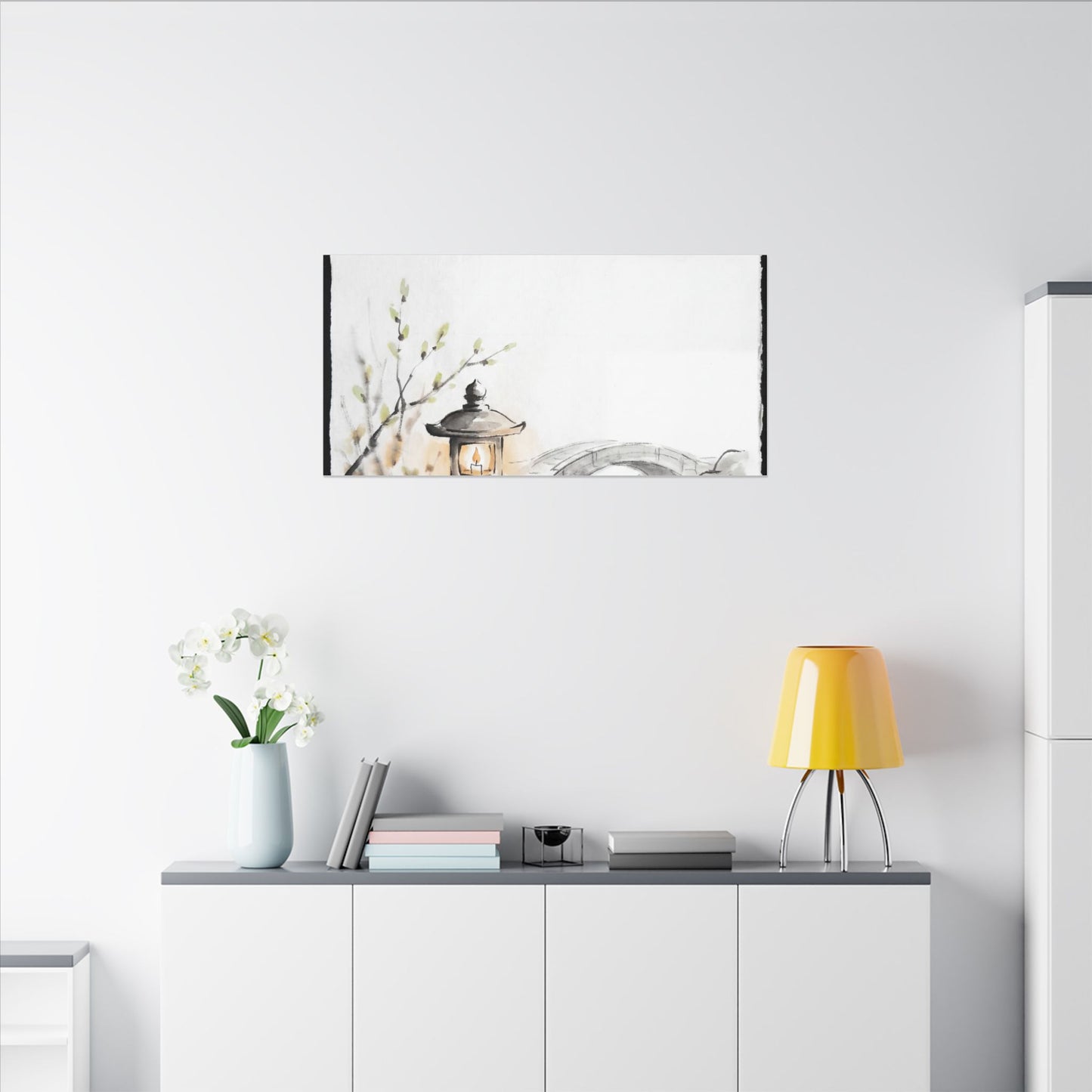Moonlit Garden Spring Canvas Art | Zen Contemplative Design