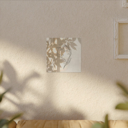 Warm Shoji Screen Canvas Art - Minimal Line Japandi