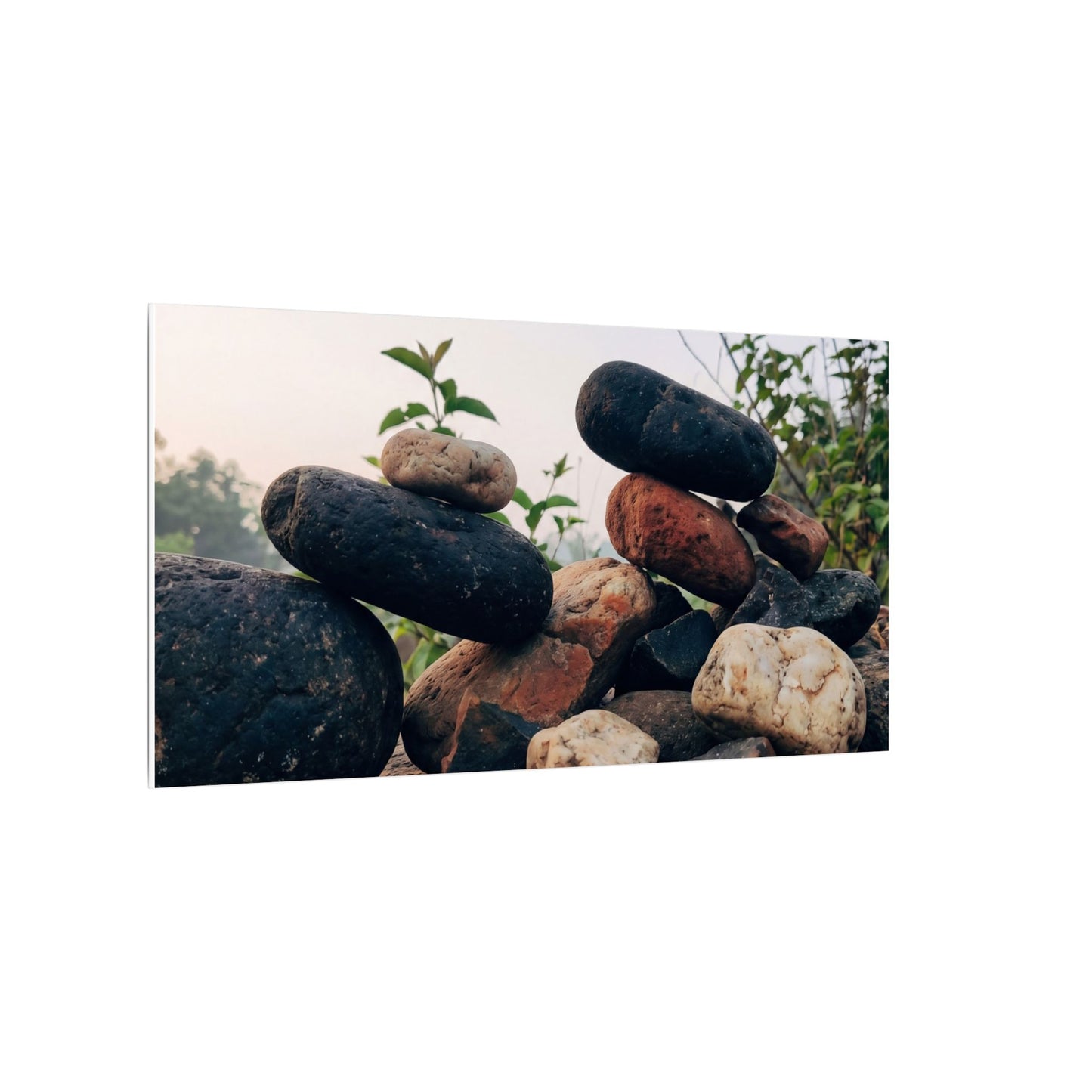 River Stones Canvas Art | Spring Kintsugi Broken Beauty Art