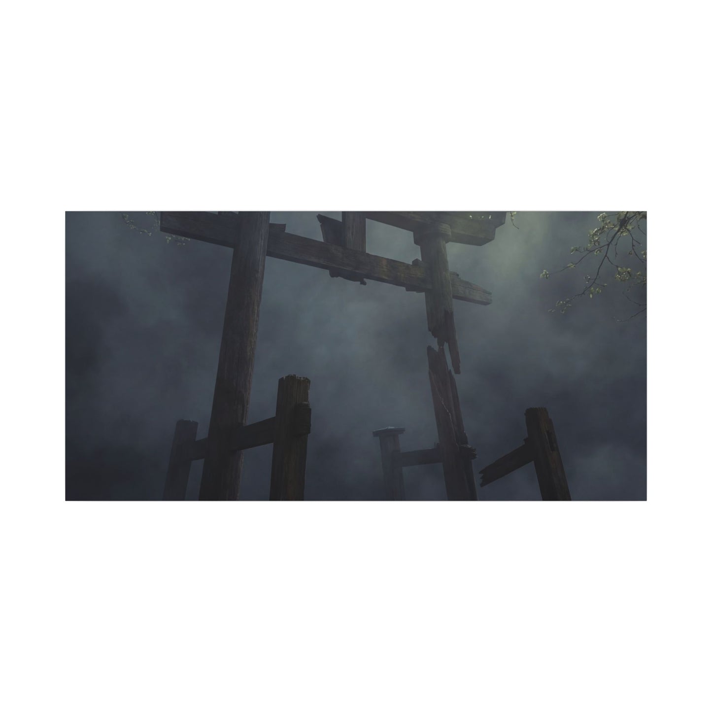 Dark Japandi Torii Gate in Dappled | Moody Minimal Canvas Art