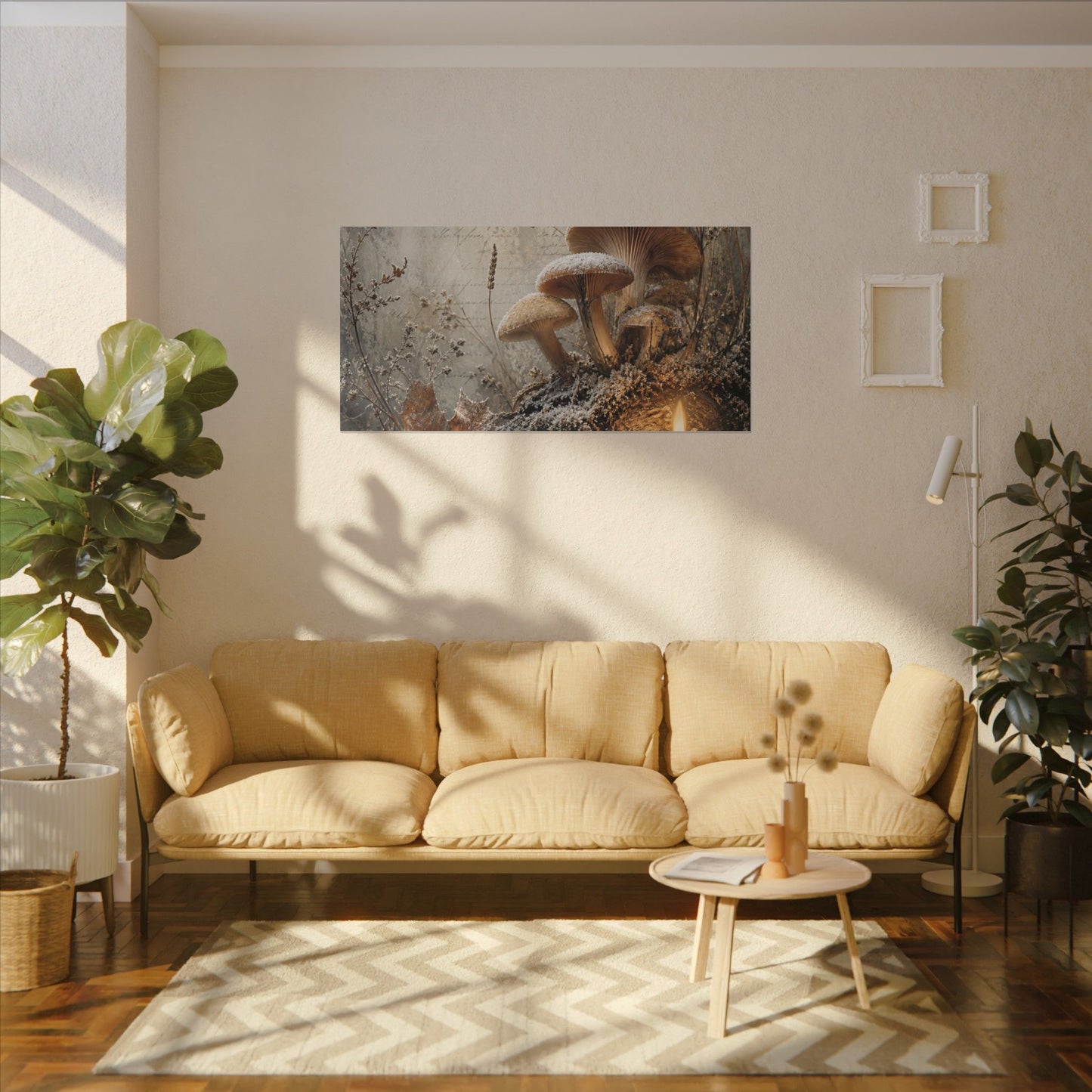 Wild Mushrooms Texture Canvas Art | Elegant Japandi Art