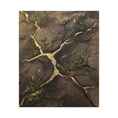 Spring Cracked Earth Charcoal Ink Canvas Art | Luxurious Decor