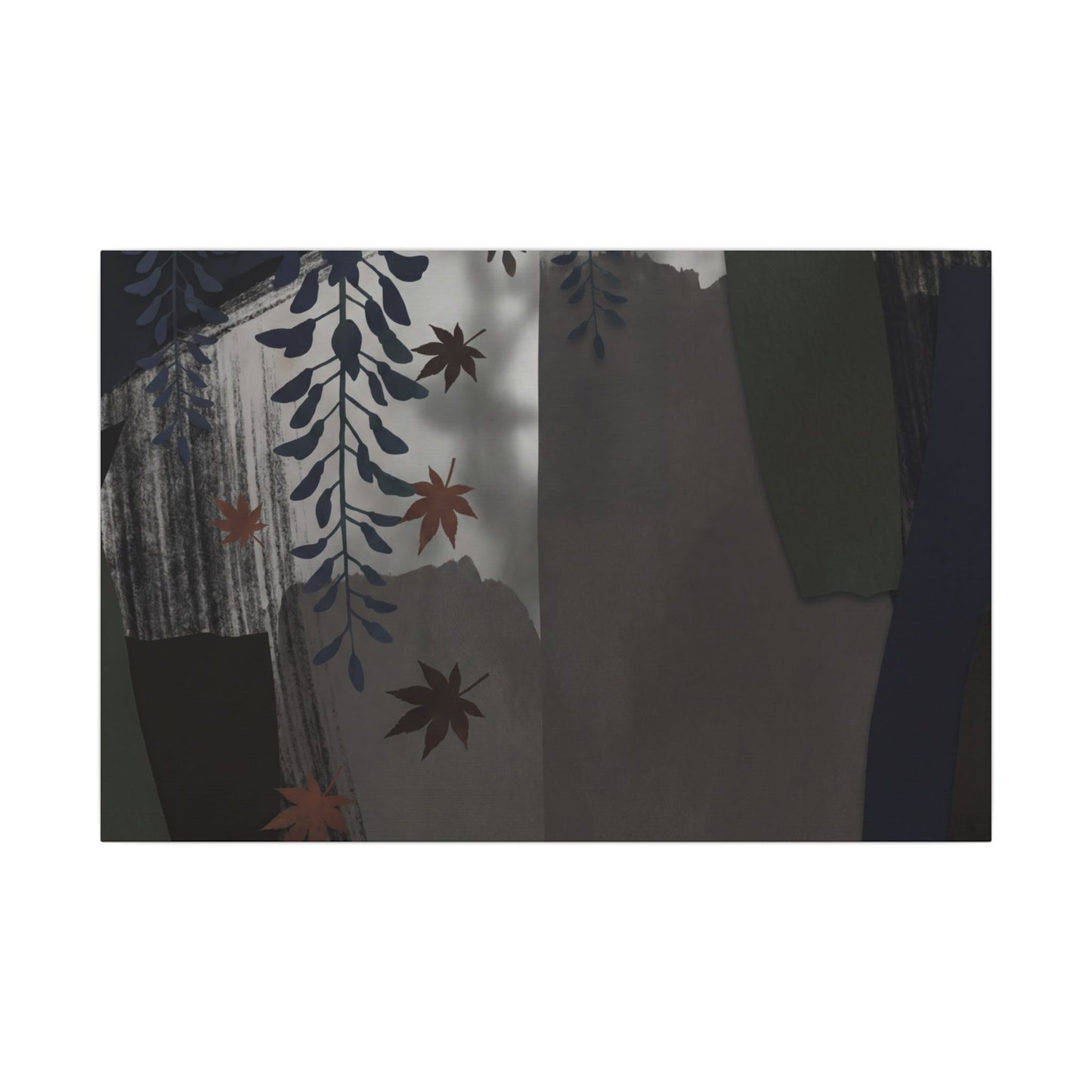 Wisteria Autumn Canvas Art | Dark Japandi Moody Design