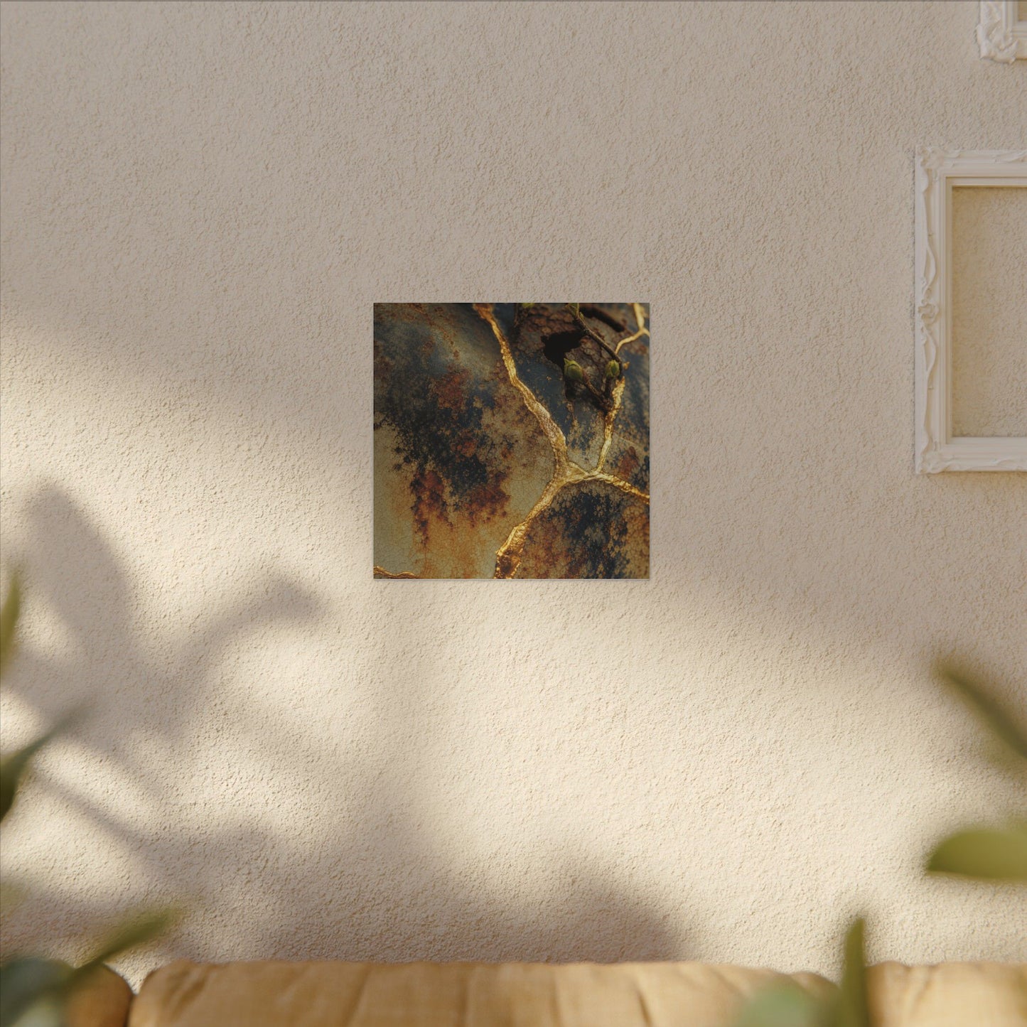 Datsuzoku Rust Patina Canvas Art - Kintsugi Crackle Gold