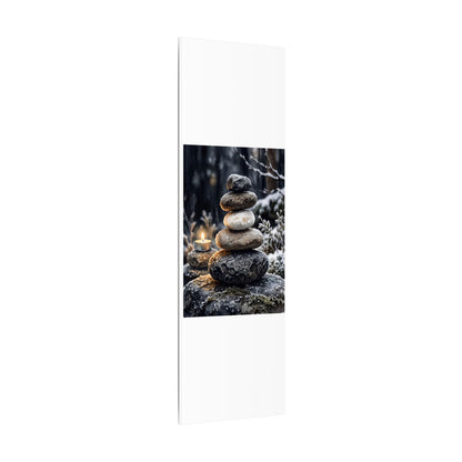 River Stones Canvas Art | Winter Japandi Watercolor Art