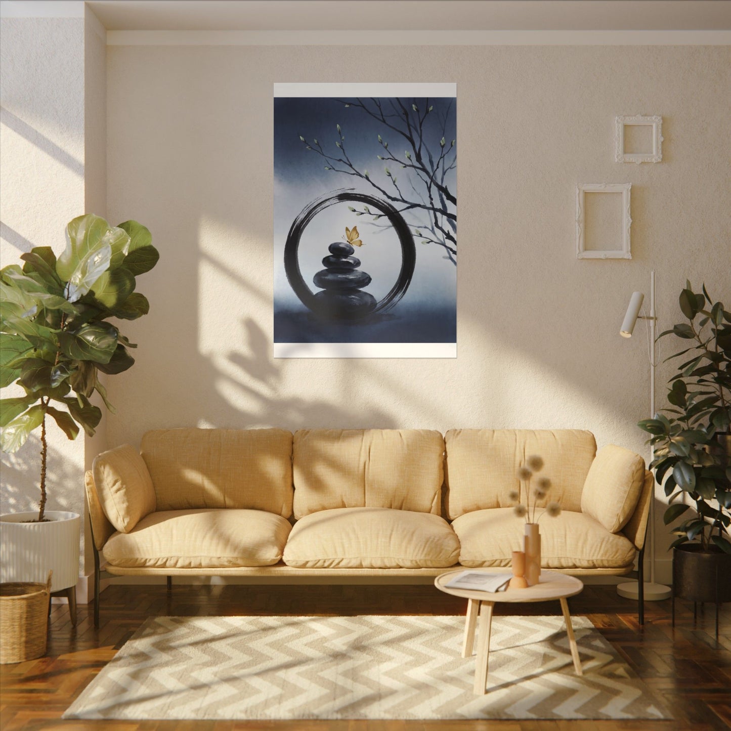 River Stones Spring Canvas Art | Zen Peaceful Design