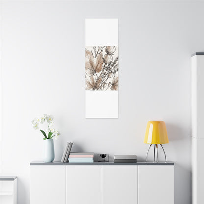 Neutral Dried Flowers Canvas Art - Minimal Line Japandi
