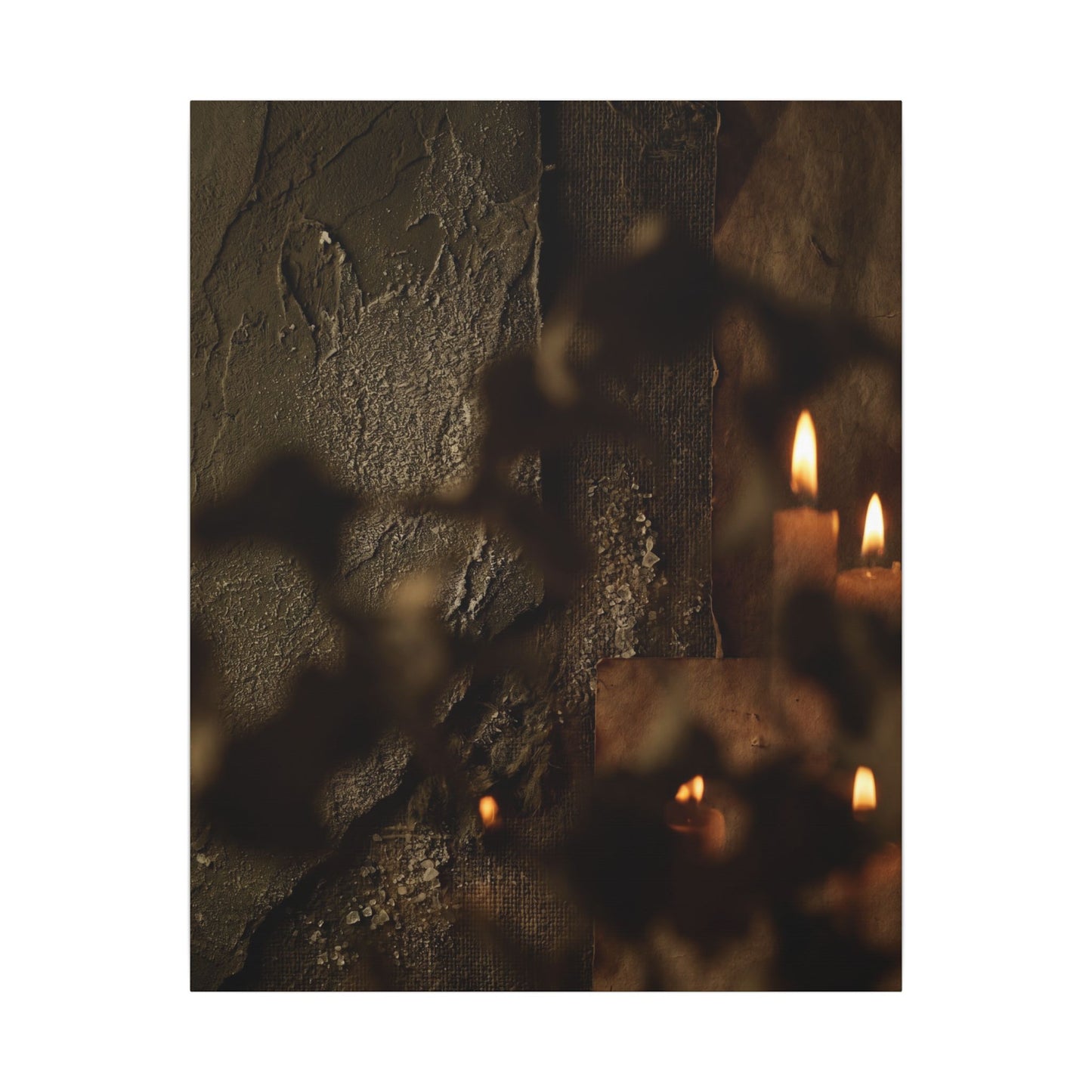 Shadow Play Dark Texture Canvas Art | Moody Dark Japandi Art