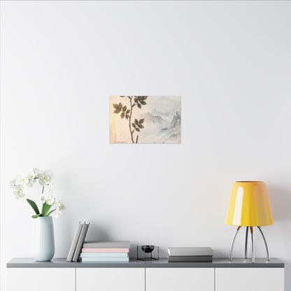 Winter Mountain Mist Herbarium Canvas Art | Earthy Decor