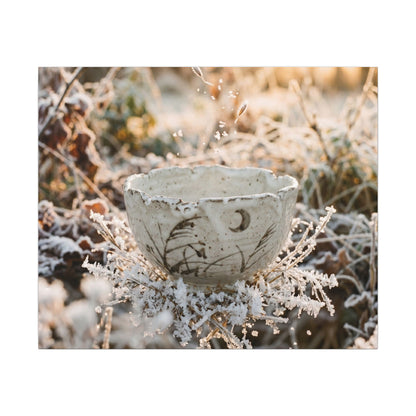 Japandi Ceramic Bowl in Golden Hour | Japanese Pattern Canvas Art