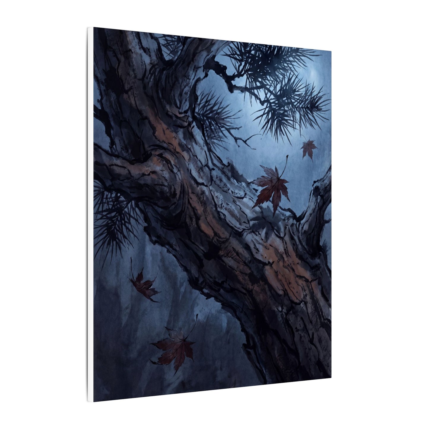 Atmospheric Pine Tree Canvas Art - Shadow Zen Dark Japandi
