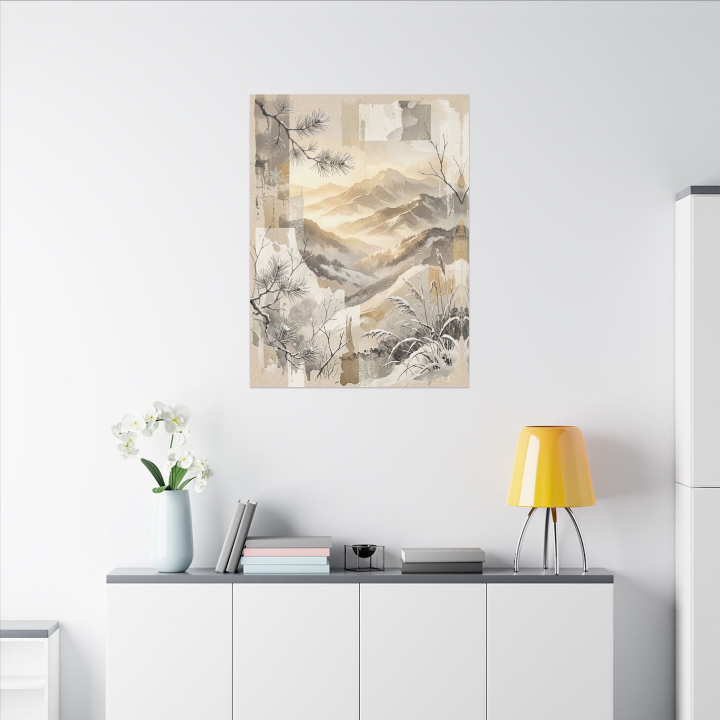 Shibui Mountain Mist Canvas Art - Japandi Japanese Pattern