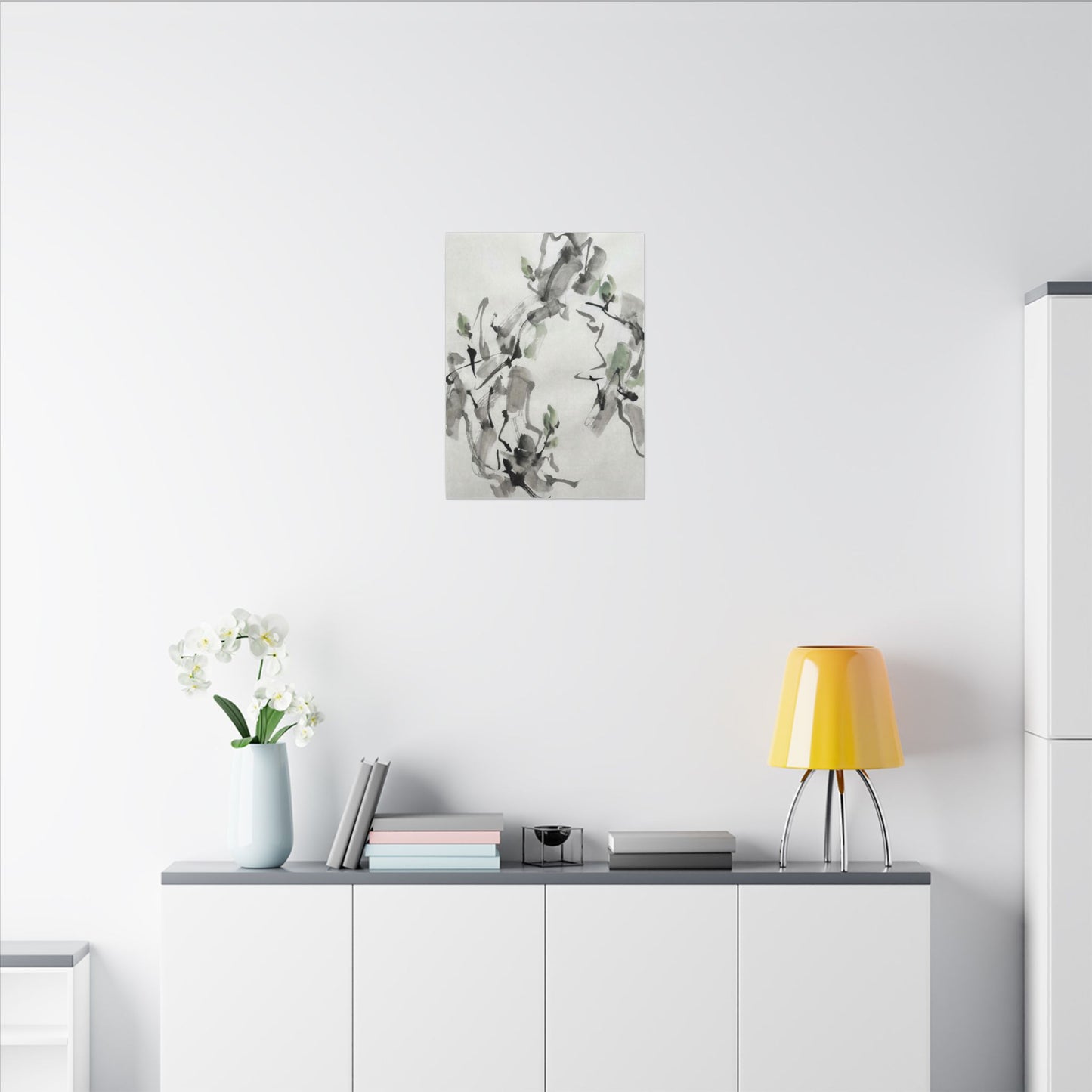 Zen Ink Brushstroke in Overcast | Sumi E Canvas Art