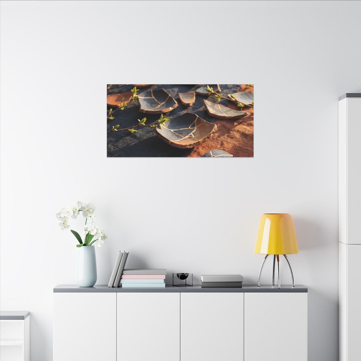 Spring Broken Pottery Gold Vein Canvas Art | Philosophical Decor