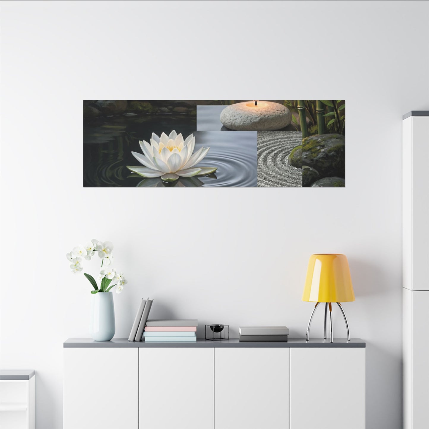Candlelight Lotus Flower Canvas Art - Zen Kanso
