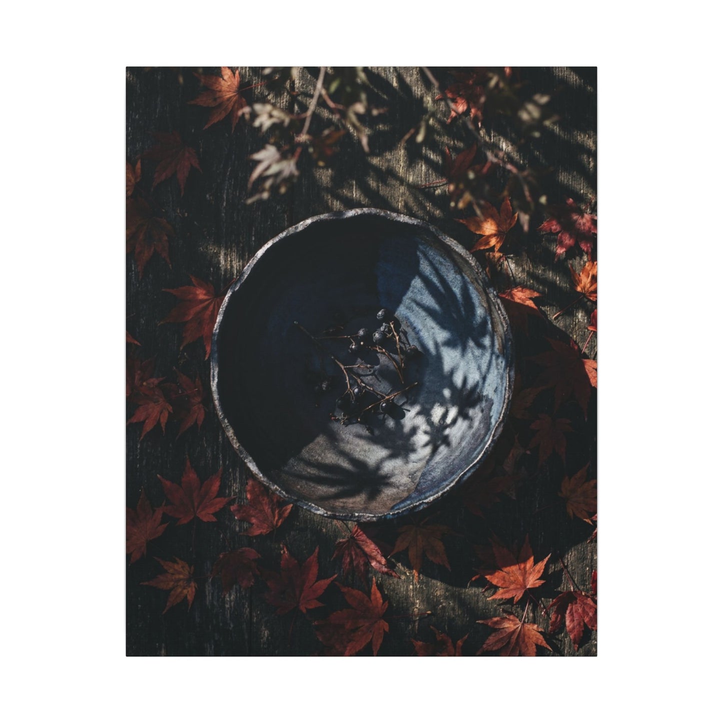 Autumn Ceramic Bowl Shadow Zen Canvas Art | Bold Decor