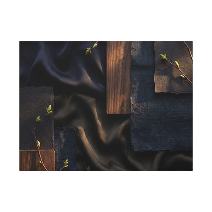 Silk Drape Spring Canvas Art | Dark Japandi Moody Design