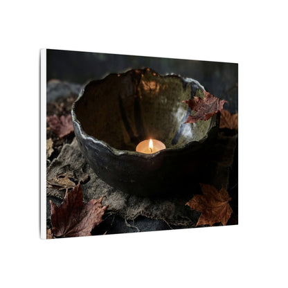 Candlelight Ceramic Bowl Canvas Art - Dark Japandi Kanso