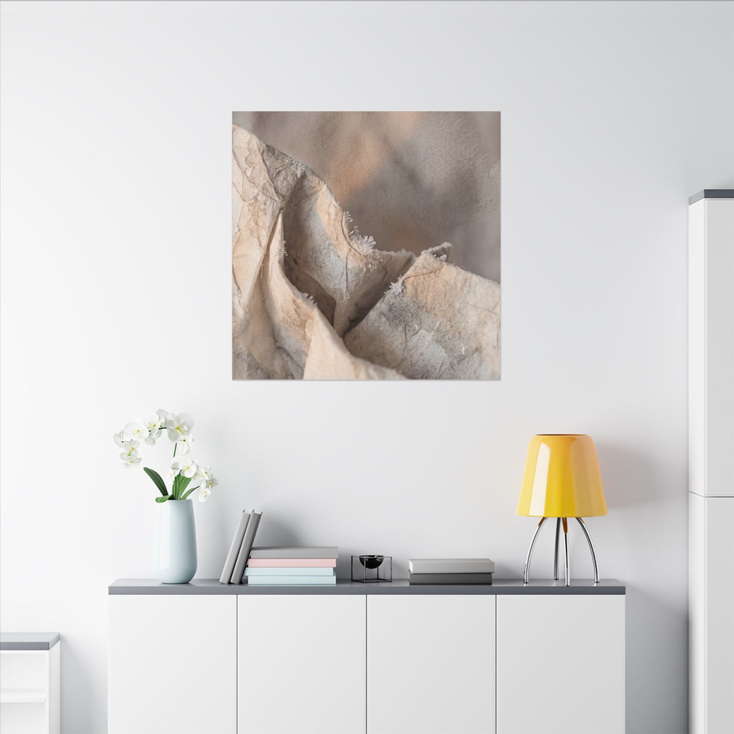 Japandi Paper Fold in Candlelight | Watercolor Canvas Art