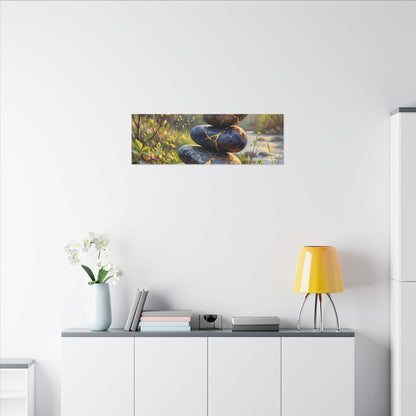 Spring River Stones Gold Repair Canvas Art | Healing Decor