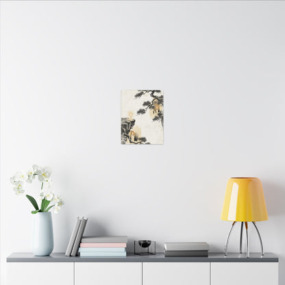 Japandi Pine Tree in Candlelight | Japanese Pattern Canvas Art