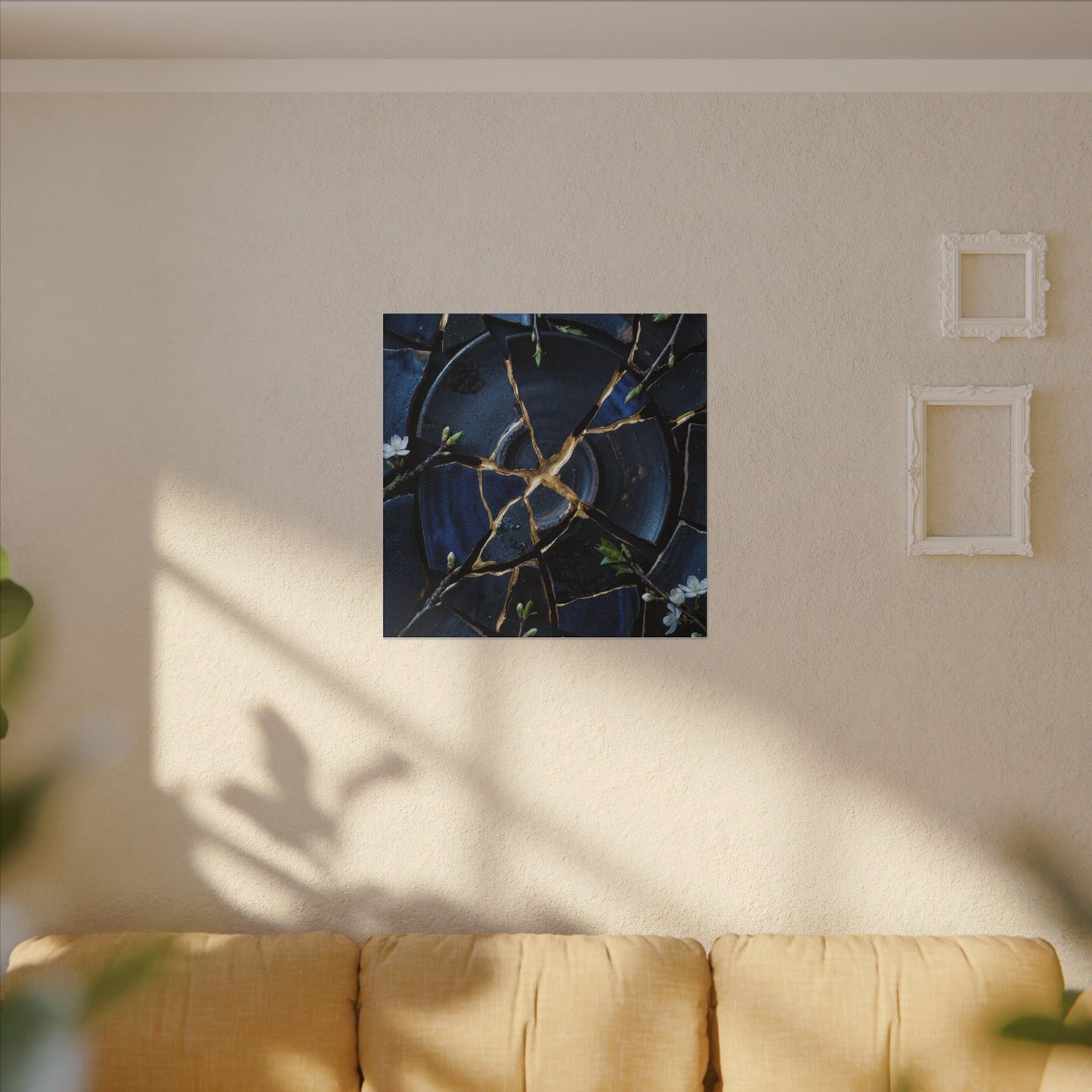 Moonlight Broken Pottery Canvas Art - Kintsugi Fukinsei