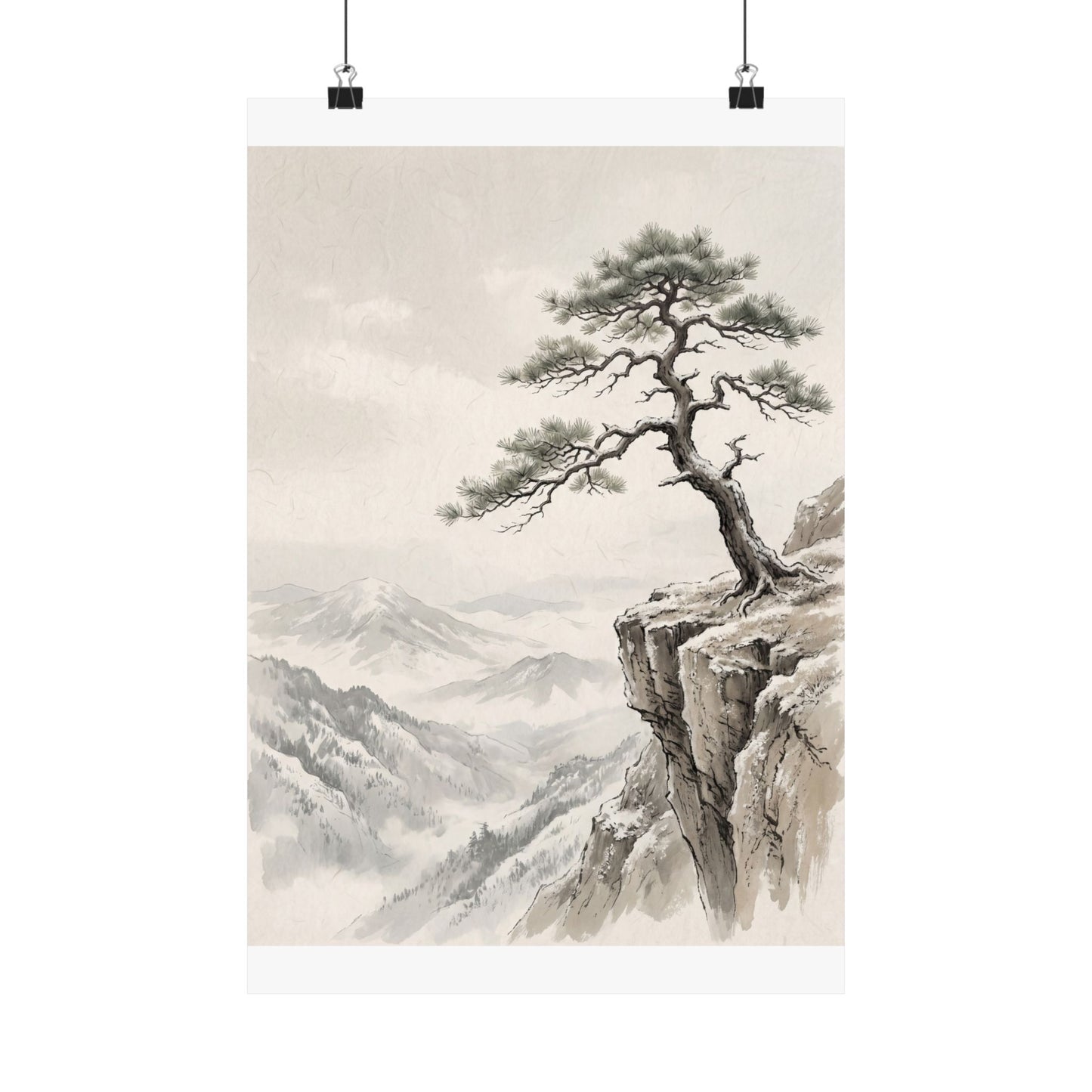 Pine Tree Wall Art Print | Winter Japandi Japanese Pattern Art