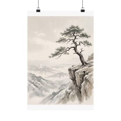 Pine Tree Wall Art Print | Winter Japandi Japanese Pattern Art