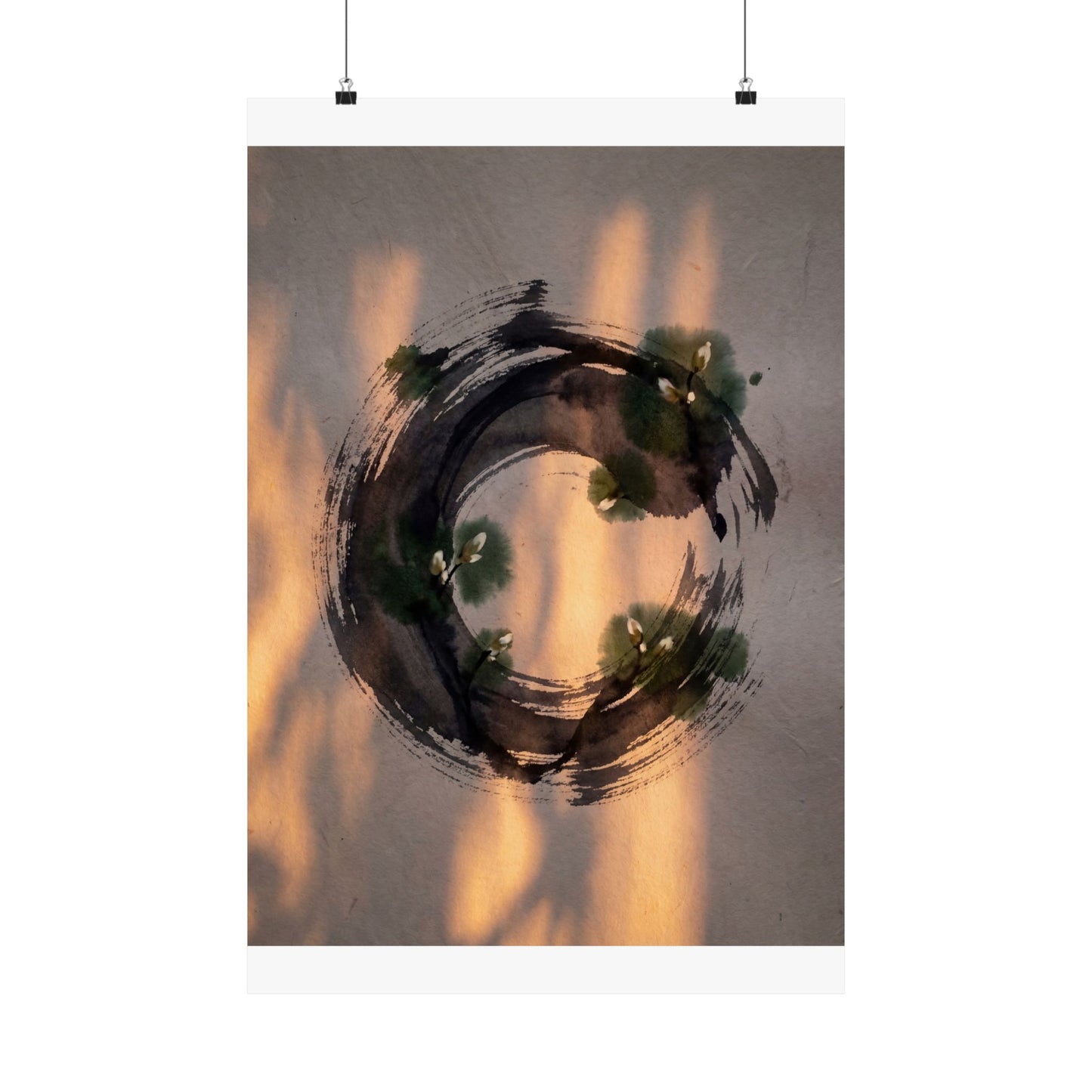 Candlelight Ink Brushstroke Wall Art Print - Dark Japandi Datsuzoku Art Print
