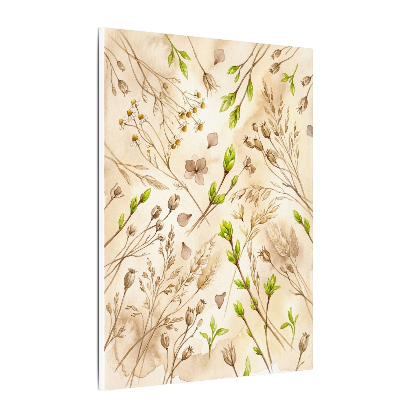 Spring Dried Flowers Watercolor Canvas Art | Earthy Decor