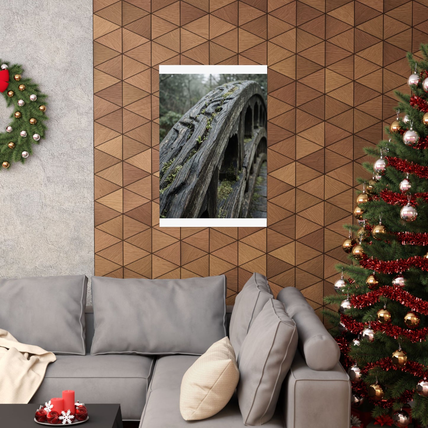 Kanso Wooden Bridge Wall Art Print - Japandi Japanese Pattern