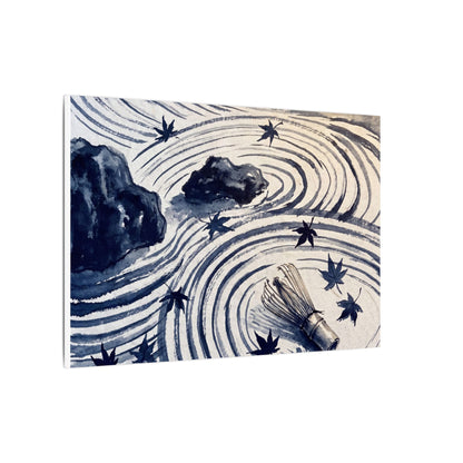 Zen Rock Garden in Golden Hour | Sumi E Canvas Art