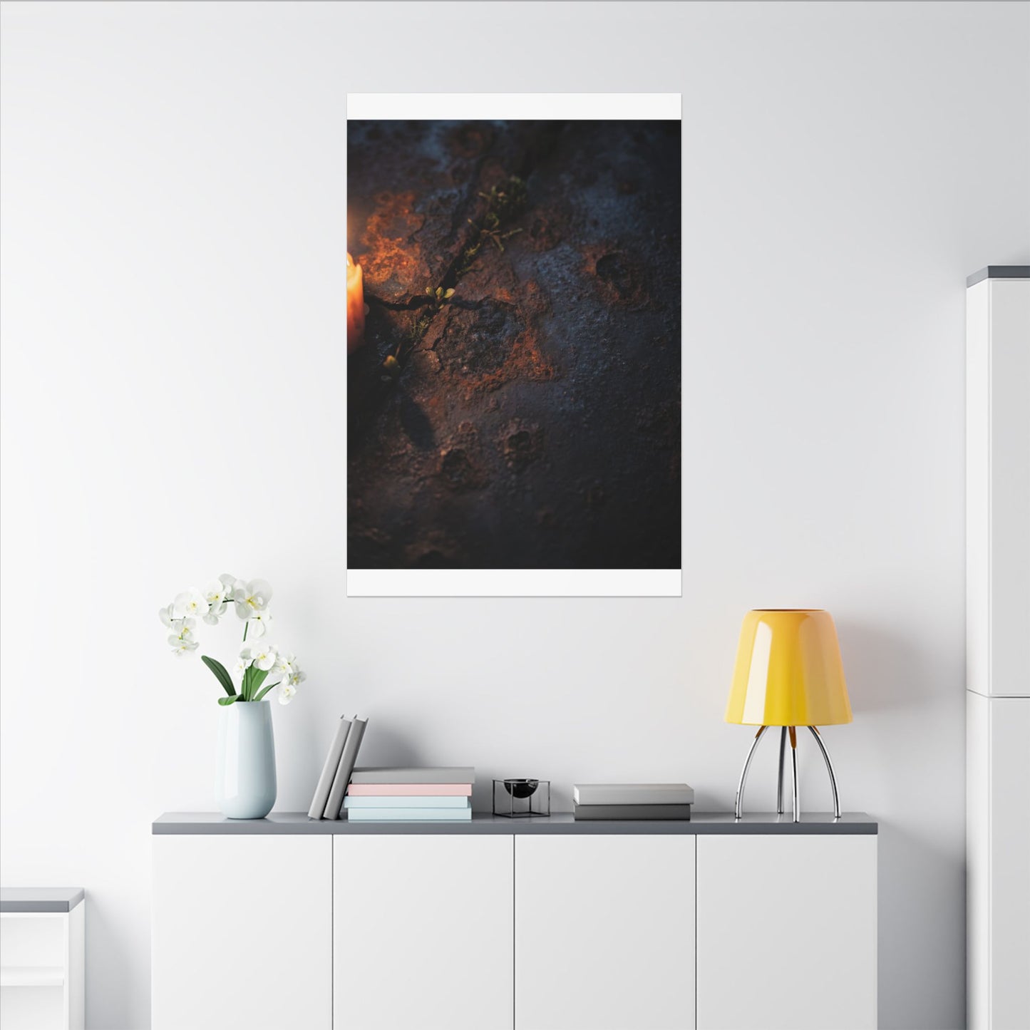 Candlelight Rust Patina Canvas Art - Dark Japandi Ma