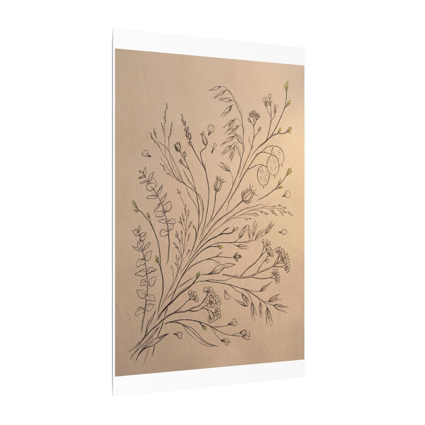 Dried Flowers Canvas Art | Spring Japandi Minimal Line Art