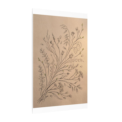 Dried Flowers Canvas Art | Spring Japandi Minimal Line Art