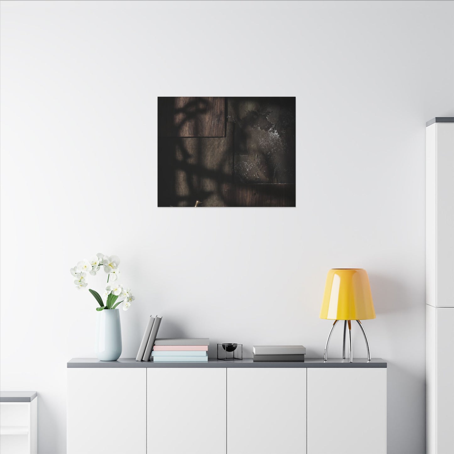 Dark Japandi Shadow Play in Candlelight | Dark Texture Canvas Art