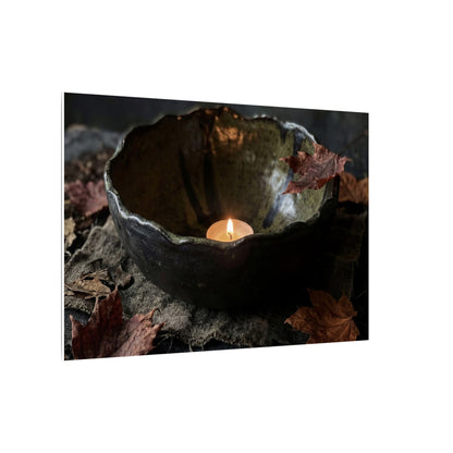 Candlelight Ceramic Bowl Canvas Art - Dark Japandi Kanso
