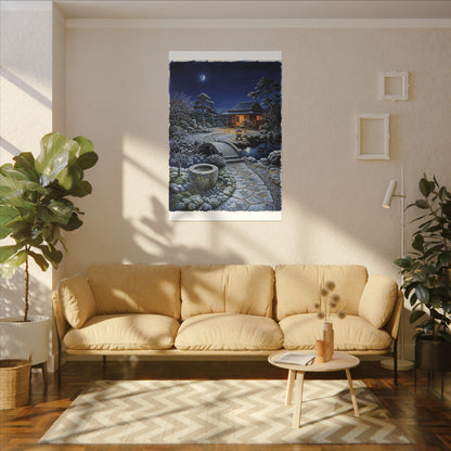 Moonlit Garden Winter Canvas Art | Kintsugi Artful Design