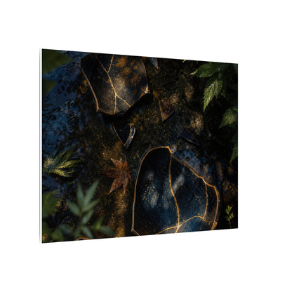 Dark Japandi Broken Pottery in Dappled | Shadow Zen Canvas Art