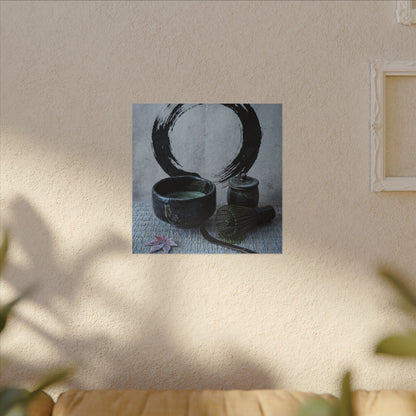 Tea Ceremony Canvas Art | Winter Zen Enso Art