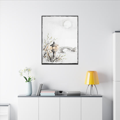 Moonlit Garden Spring Canvas Art | Zen Contemplative Design