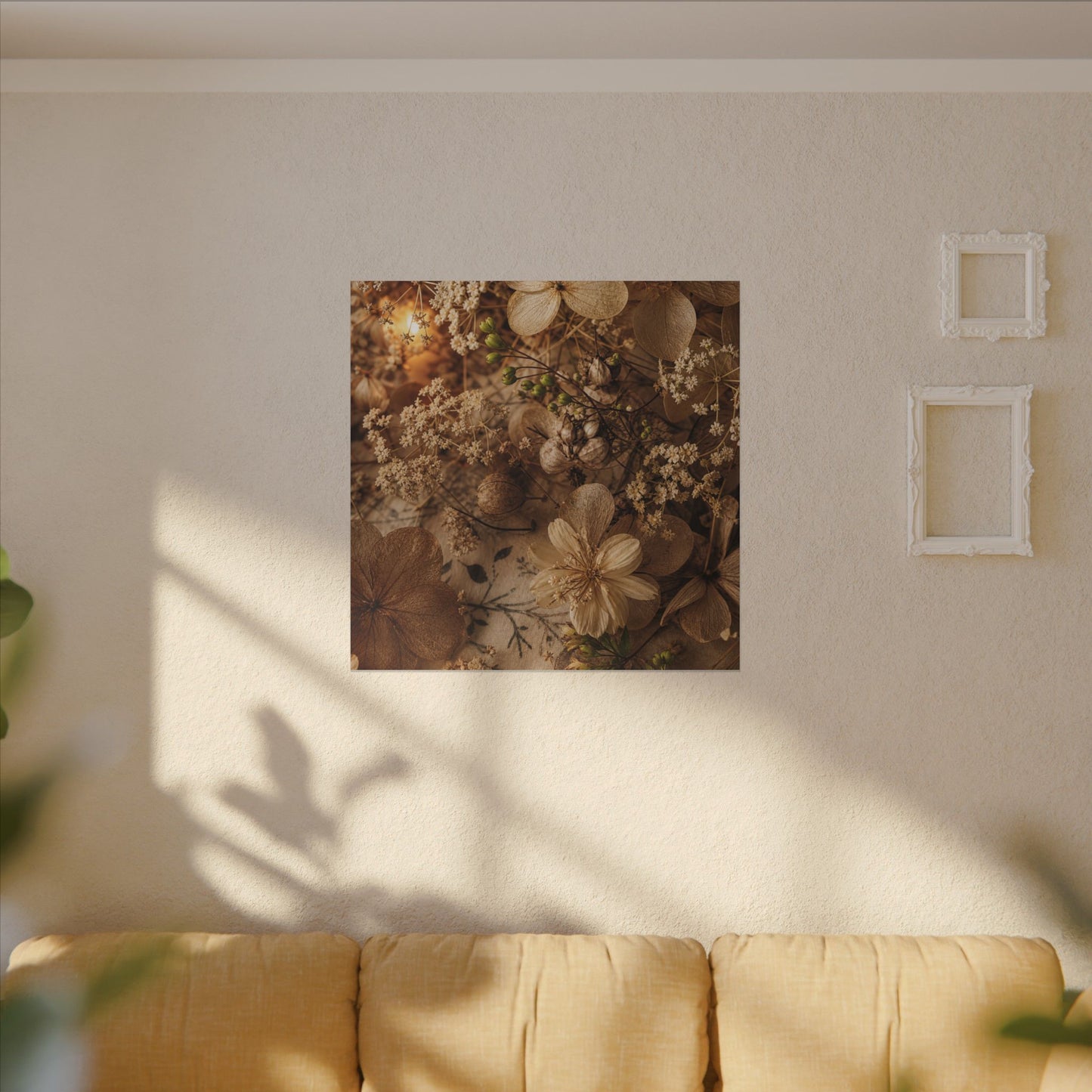 Spring Dried Flowers Japanese Pattern Canvas Art | Earthy Decor