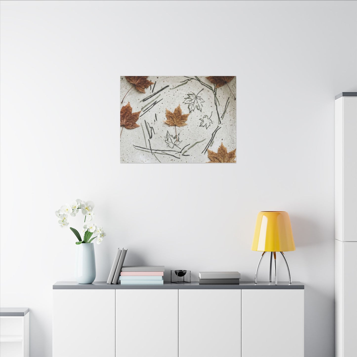 Ceramic Bowl Autumn Canvas Art | Japandi Elegant Design