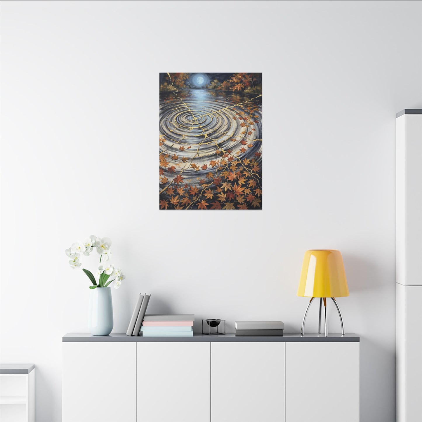 Moonlight Water Ripple Canvas Art - Kintsugi Fukinsei